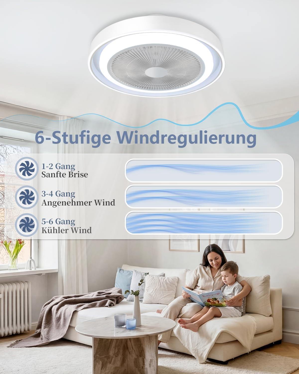DECKENLEUCHTE mit Ventilator Avalis 50/50/20.5 cm - Weiß, Metall (50/50/20.5cm) - ZMH