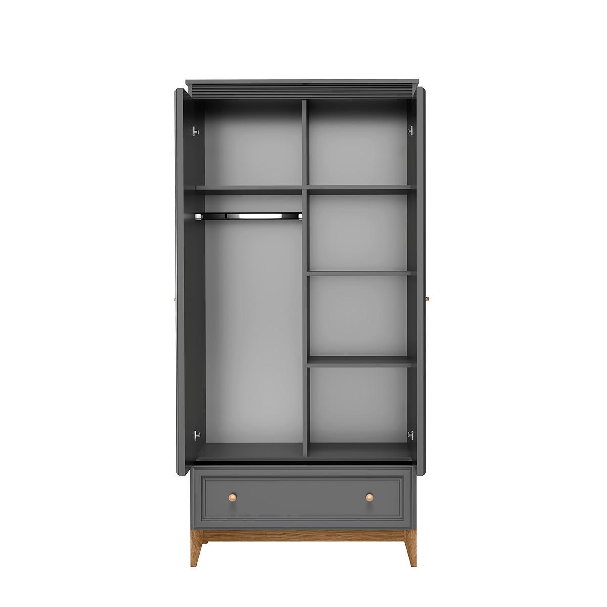 DREHTÜRENSCHRANK SUOLO 92/193/54,5 cm 2-türig Grau - Grau, Holzwerkstoff (92/193/54.5cm) - MASSENO