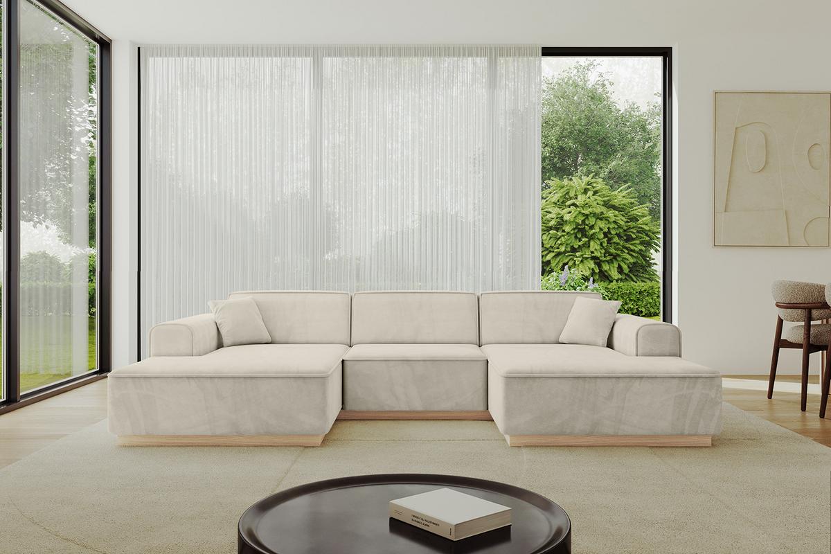 WOHNLANDSCHAFT IREA-U1 - 303x171x83 cm Dunkelgrau - Ecru, Holzwerkstoff/Textil (303/83/171cm) - ALTDECOR