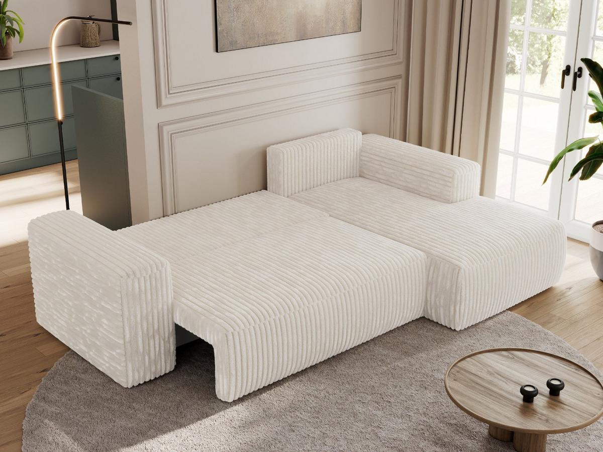 ECKSOFA TRENTINO L Beige Cord - Rechts - Beige/Schwarz, Kunststoff/Textil (164/266cm) - MKS