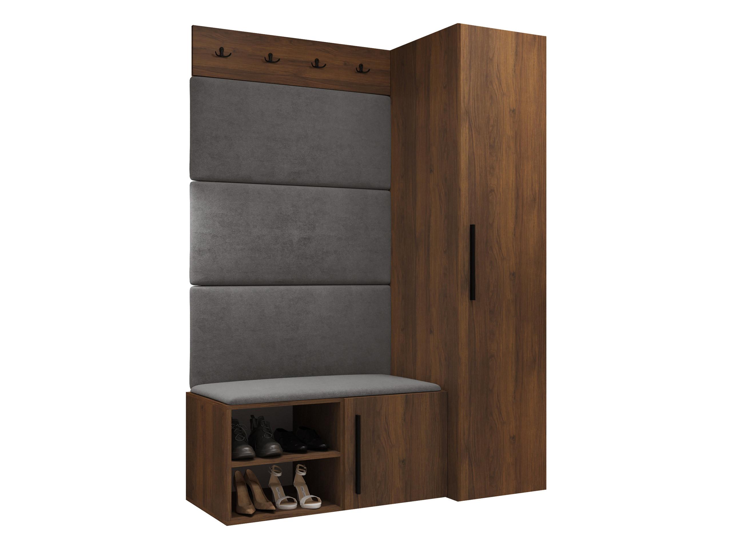 GARDEROBEN-SET Medi II - Nussbaumfarben/Schwarz, Holzwerkstoff/Kunststoff (40/191/50cm) - MIRJAN24