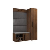 GARDEROBEN-SET Medi II - Nussbaumfarben/Schwarz, Holzwerkstoff/Kunststoff (40/191/50cm) - MIRJAN24