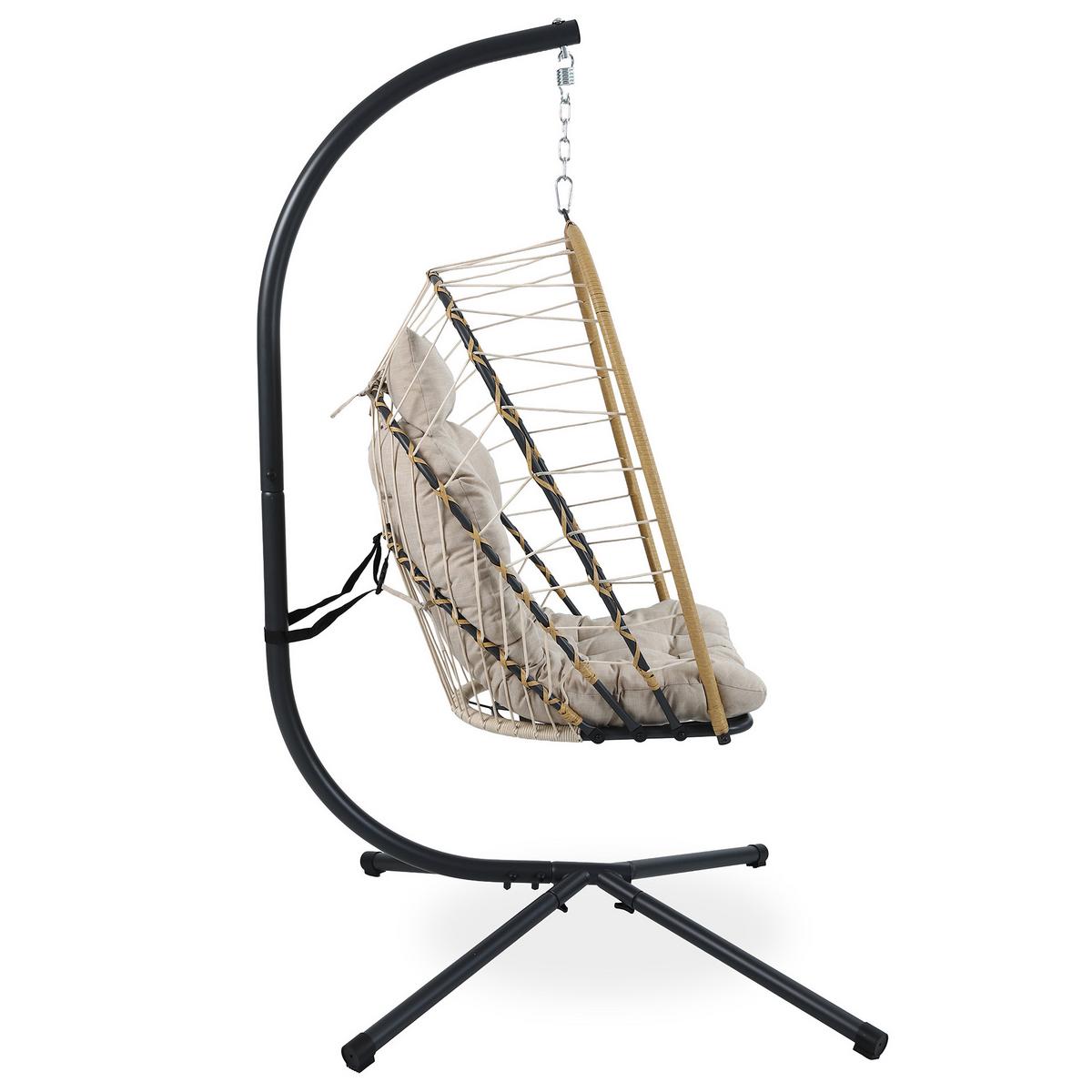 HÄNGESESSEL Mykonos mit stabiler Stahlrahmen, 109 cm, Beige - Beige, Metall (109/192/124cm) - Beautysofa