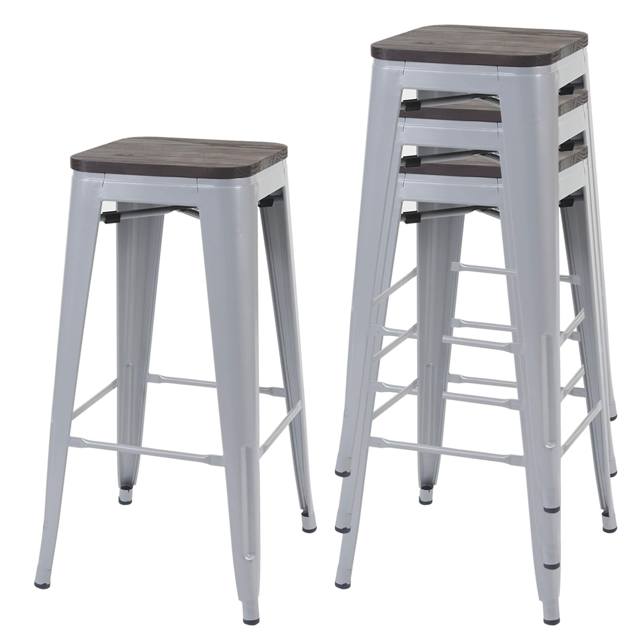 BARHOCKER Grau 4er-Set - Grau, Holz (42/76/42cm) - MCW