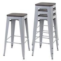 BARHOCKER Grau 4er-Set - Grau, Holz (42/76/42cm) - MCW
