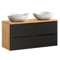 DOPPELWASCHTISCH 120cm Elora Schwarz und Holz - Schwarz, Holzwerkstoff (120/59/46cm) - Petits-meubles