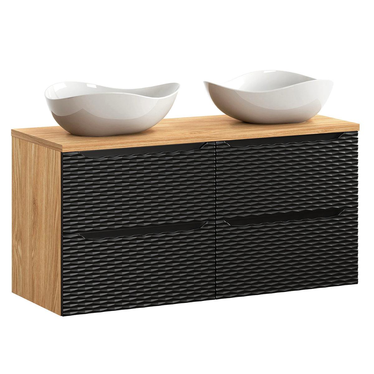 BADMÖBEL 120cm Elora 2er-Set Schwarz und Holz - Schwarz, Holzwerkstoff (120/59/46cm) - Petits-meubles