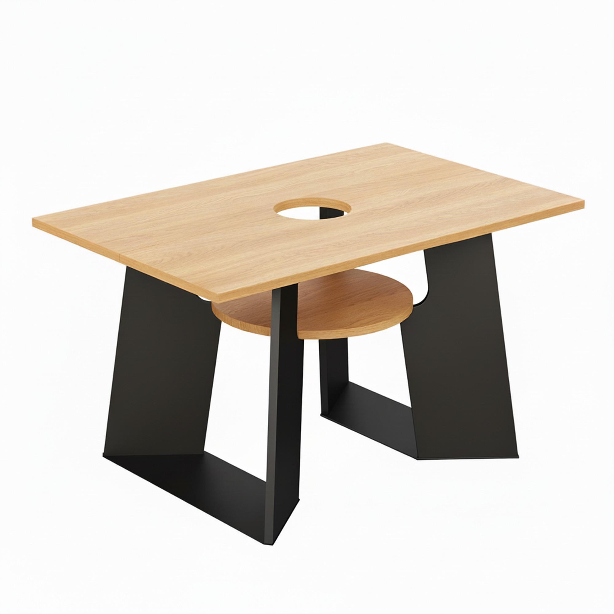 ESSTISCH Haustierfreundlich Holz-Schwarz mit Ablage & Katzenbereich - Weiß, Holzwerkstoff (85/130/75cm) - Urban Meuble
