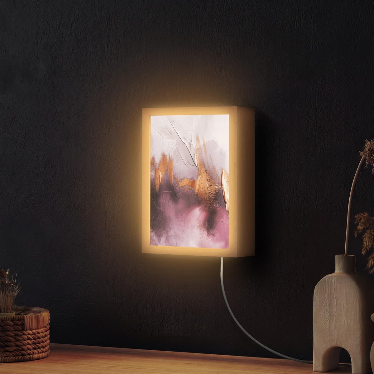 WANDLEUCHTE Lila - Abstrakt - Farbe - Gold 20x30 cm - Mauve, Holzwerkstoff (20/30/8cm) - OnlyWow