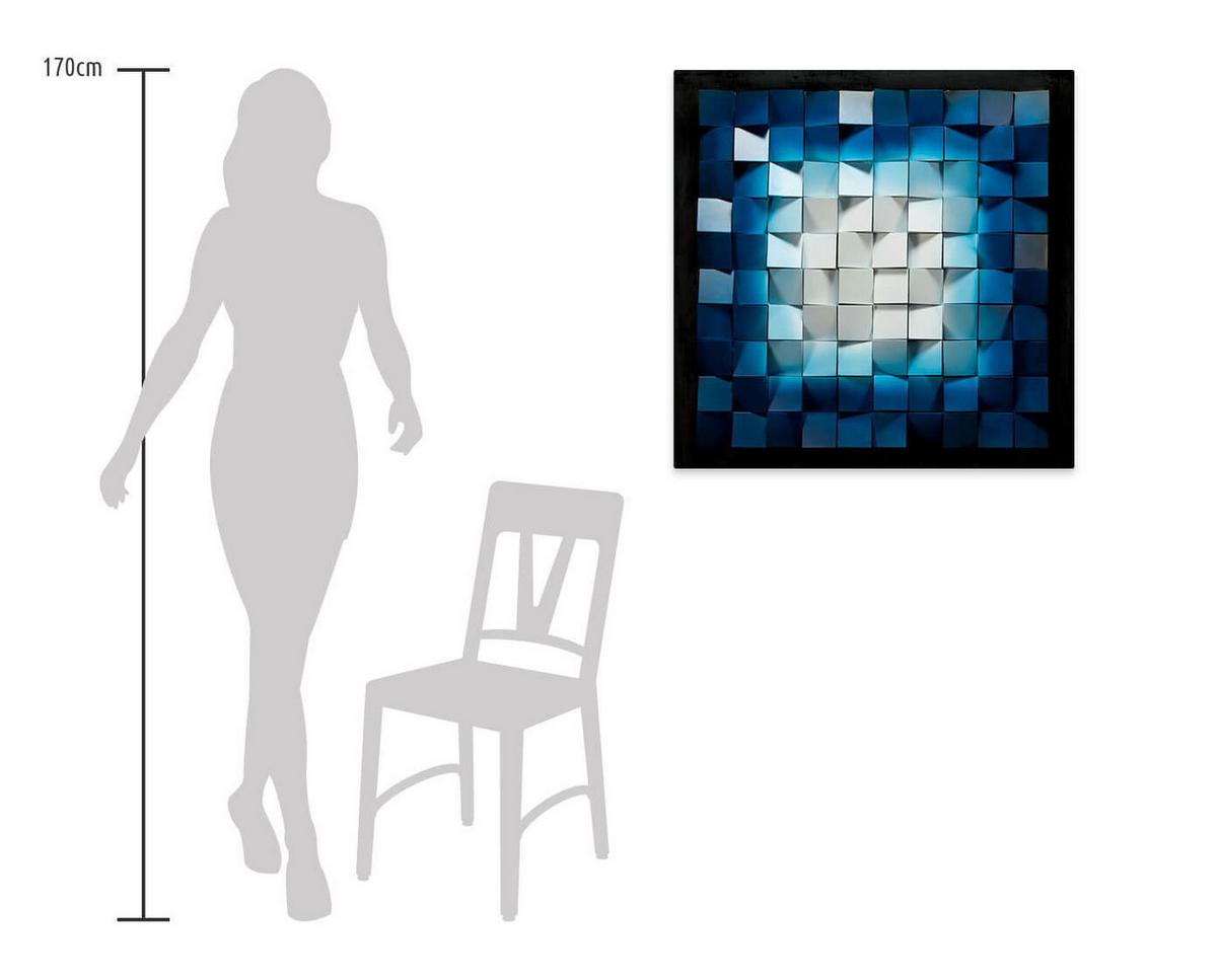 WANDBILD Blau 75/75 cm - Blau/Weiß, Holz/Kunststoff (6.8/75cm) - KUNSTLOFT
