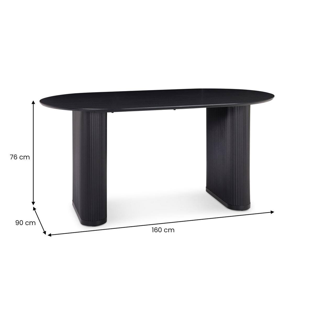 ESSTISCH MAXIM - Schwarz, Metall (90/160/75cm) - IDIMEX