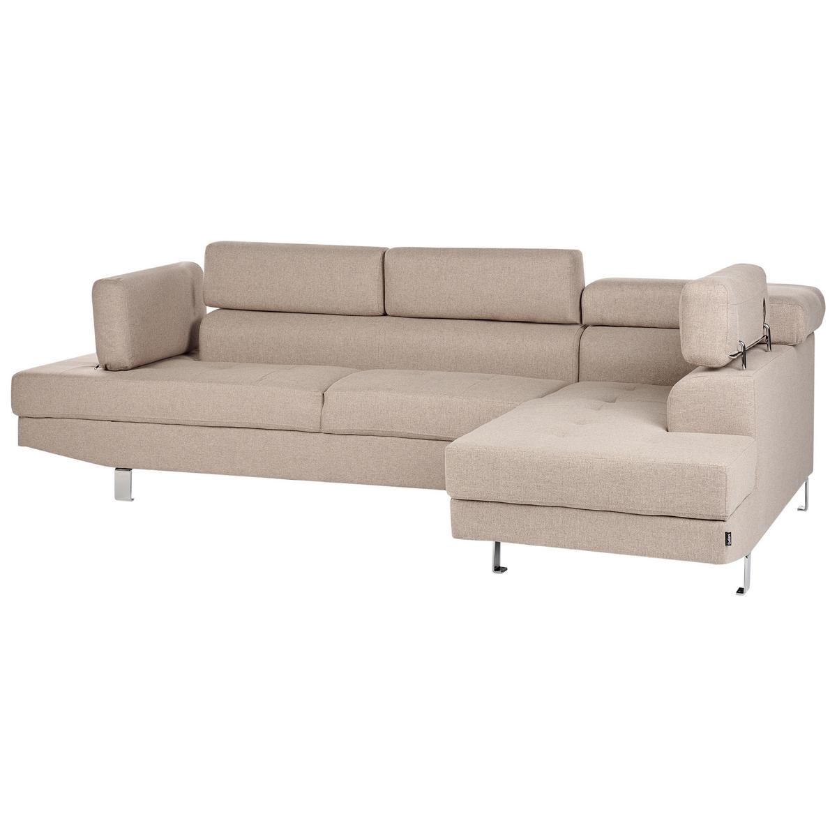 ECKFSOFA 5-Sitzer Stoff Beige linksseitig Norrea - Beige/Silberfarben, Textil (262/169cm) - Beliani