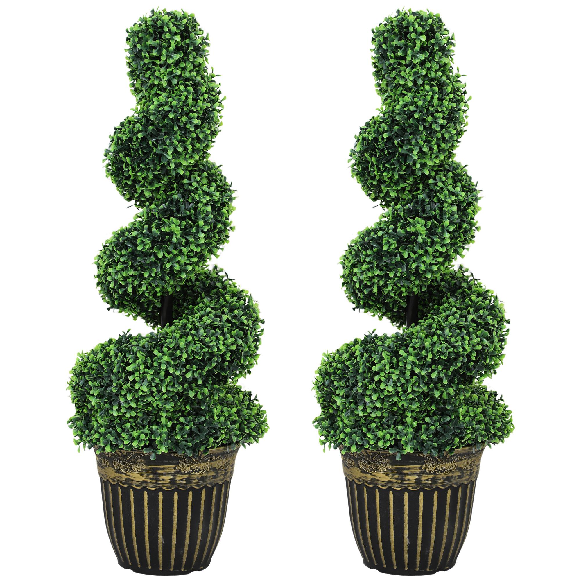 KÜNSTLICHE Pflanzen 2er-Set, UV-beständige 90 cm Kunstpflanze im Blumentopf - Grün, Kunststoff (90cm) - HOMCOM