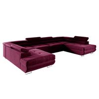 PANORAMASOFA Wilson 5 Sitzplätze Bordeaux - Rot, Holzwerkstoff (335/72/201cm) - Petits-meubles