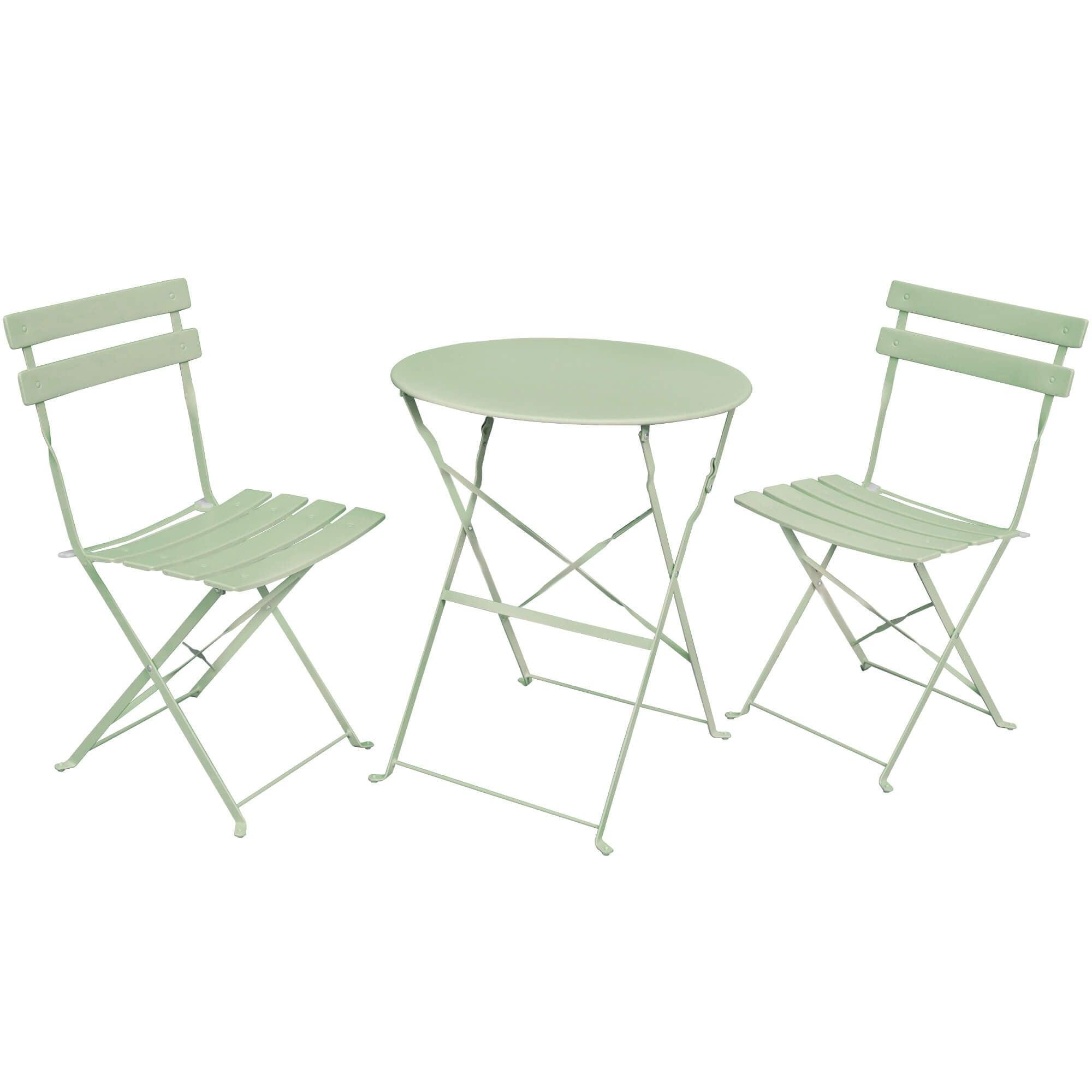 KLAPPTISCH mit Klappstühlen, Set Grün 42/81/42 - Olivgrün, Metall - RAUMHIRSCH FURNITURE
