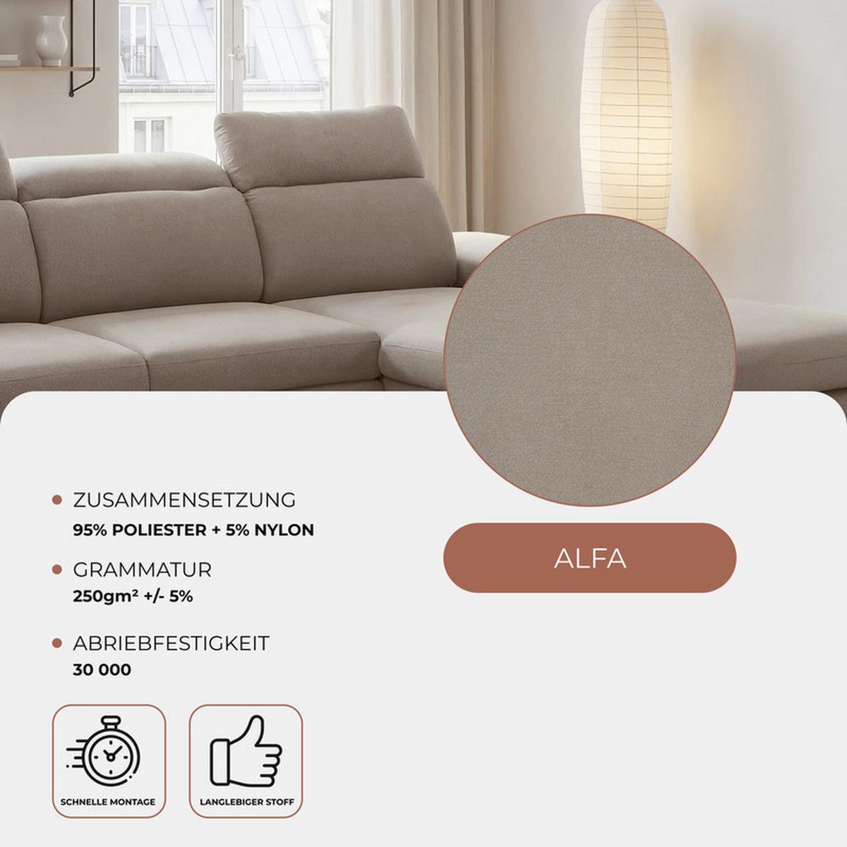 ECKSOFA PABLO mit Schlaffunktion und Bettkasten Beige - Beige, Holzwerkstoff/Kunststoff (250/90cm) - Idohome