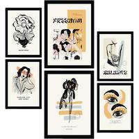 POSTER Set Mit 6 In Schwarzer Tinte Freiheit A3 & A4 Rahmenlos - Klar, Papier (29/3cm) - Nacnic