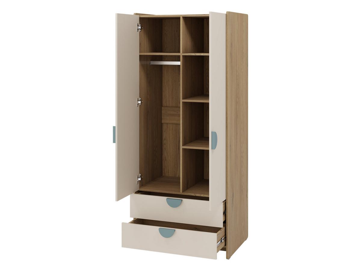 KINDERKLEIDERSCHRANK Lexi 2D2S 02 - Blau/Eichefarben, Holzwerkstoff/Kunststoff (84/198/60cm) - MIRJAN24