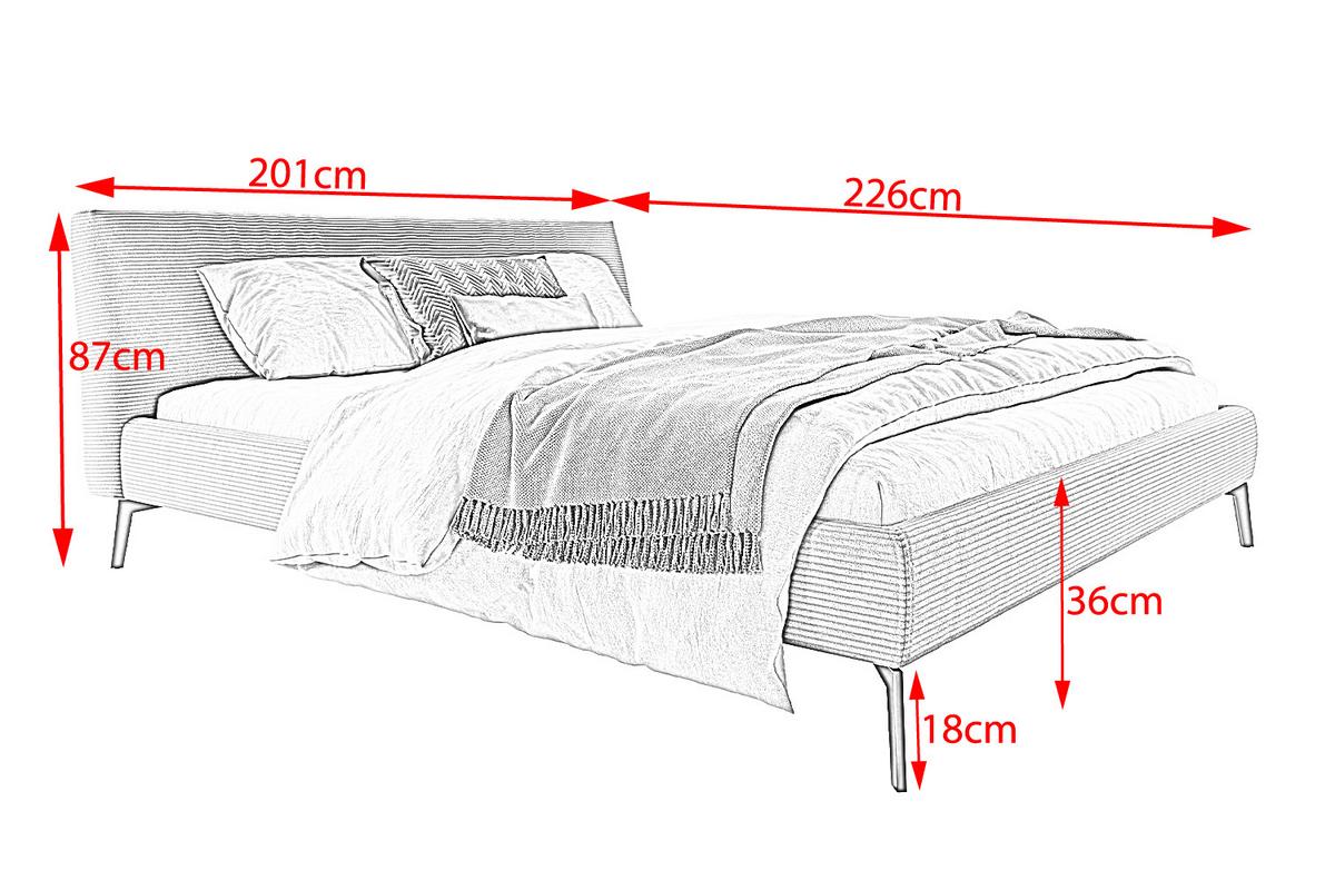 POLSTERBETT VALERIE Grau Cord - Grau, Textil (180/200cm) - KAWOLA