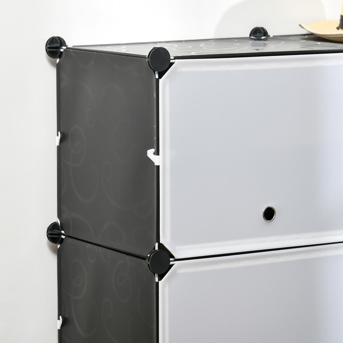 REGALSYSTEM PP Stahl Schwarz Weiß - Multicolor, Kunststoff (32/125/125cm) - HOMCOM