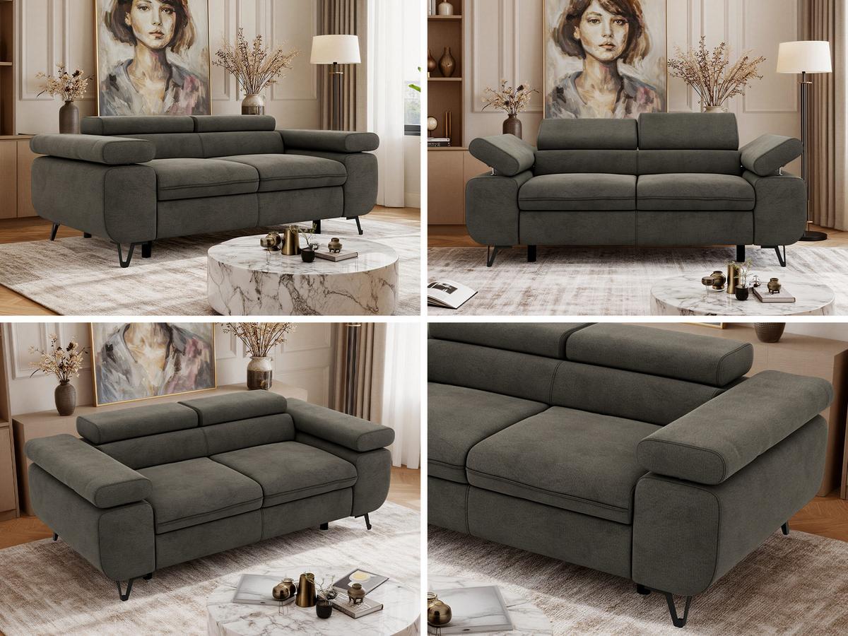2-SITZER SOFA PETER - Dunkelgrau Velvet - Dunkelgrau/Schwarz, Textil/Metall (200/76/99cm) - MKS