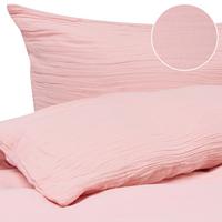 BETTWÄSCHE-SET 200/200 cm Baumwollmusselin Pastellrosa Sumner - Pink, Textil (200/200cm) - Beliani
