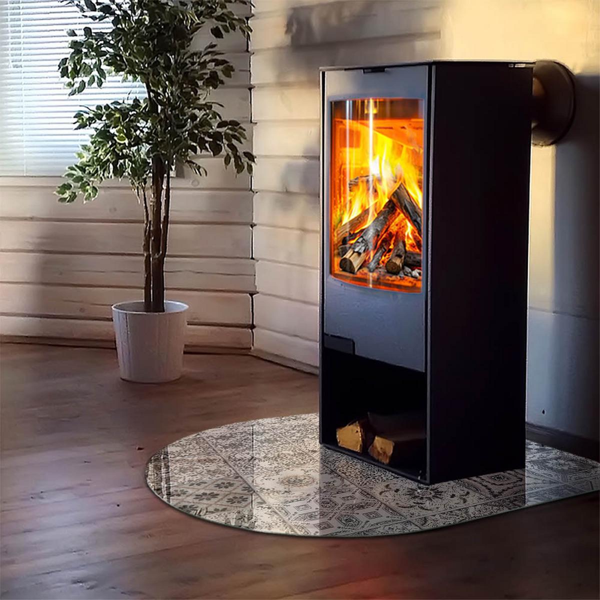 GLASPLATTE für Kamin 100x100 cm - Schwarz, Glas (100/100/0.4cm) - TULUP