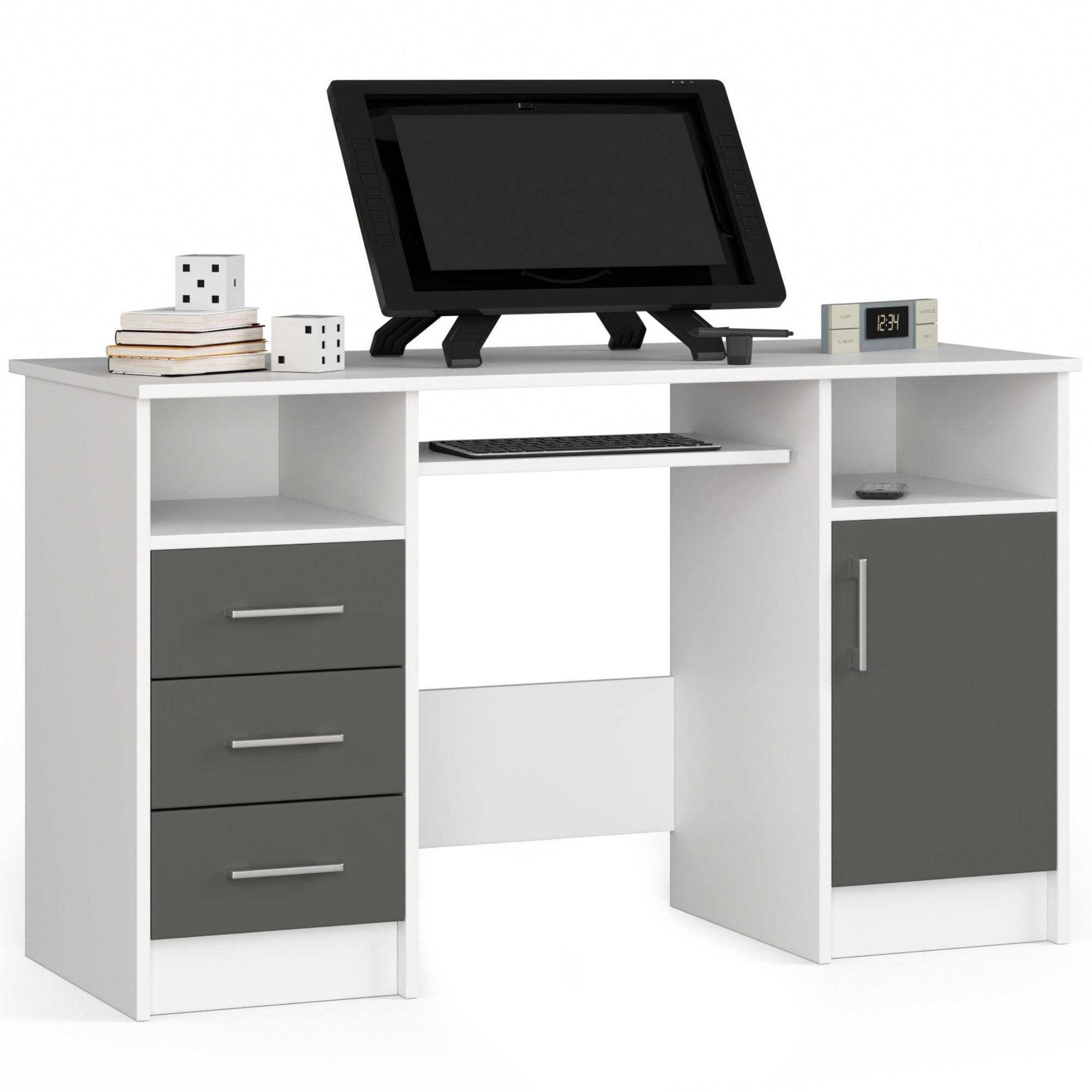 SCHREIBTISCH Weiß, Graphit Grau 74/124/52 - Anthrazit/Weiß, Holzwerkstoff (124/52/74cm) - RAUMHIRSCH FURNITURE