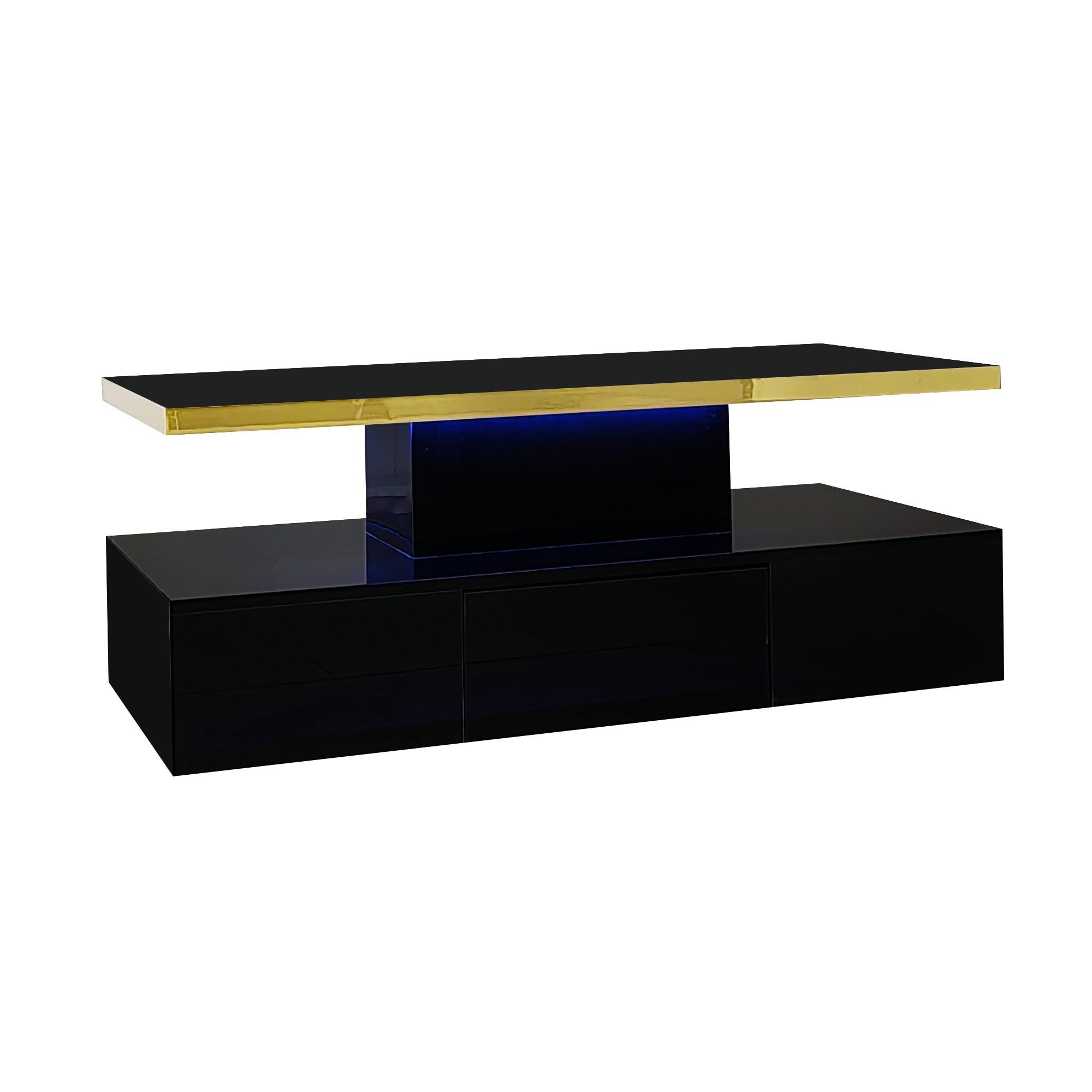 COUCHTISCH in Hochglanz mit LED-Beleuchtung - Weiß, Holzwerkstoff (50/100/39cm) - Urban Meuble