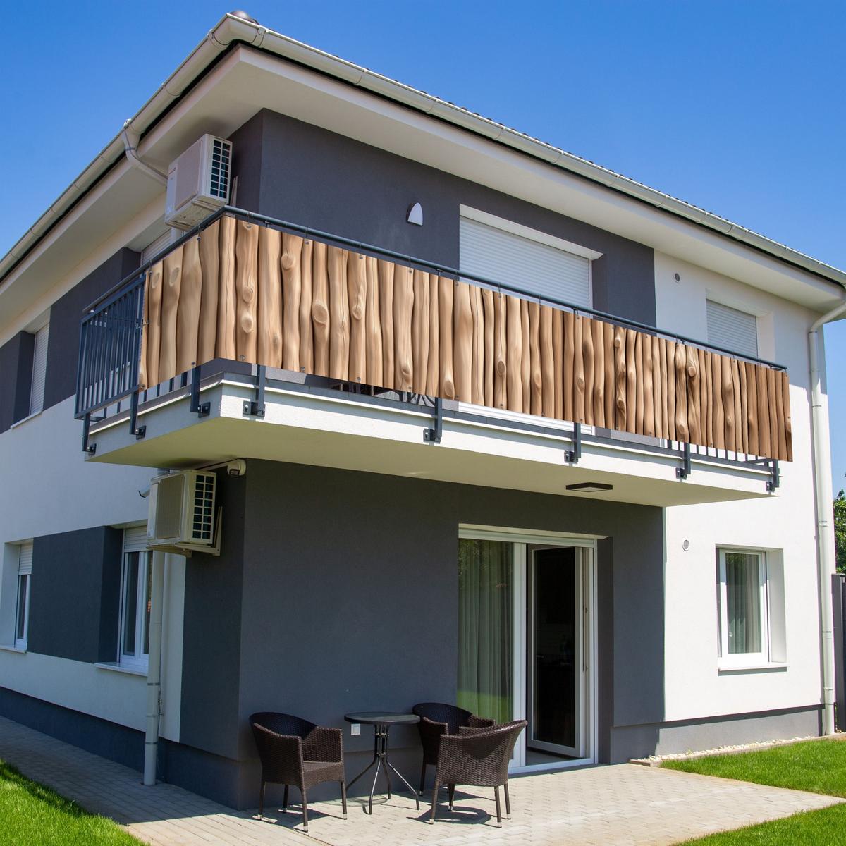 BALKON-SICHTSCHUTZ Holz - Stiel - Hellbraun Groß 500x85 cm - Ahornfarben, Kunststoff (500/85cm) - MuchoWow