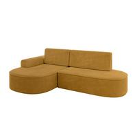 ECKSOFA mit Schlaffunktion und Bettkasten Ottomane Links MARI-L1-S - 283x167x73 cm Senfgelb Cord - Gelb/Schwarz, Holzwerkstoff/Kunststoff (283/167cm) - ALTDECOR