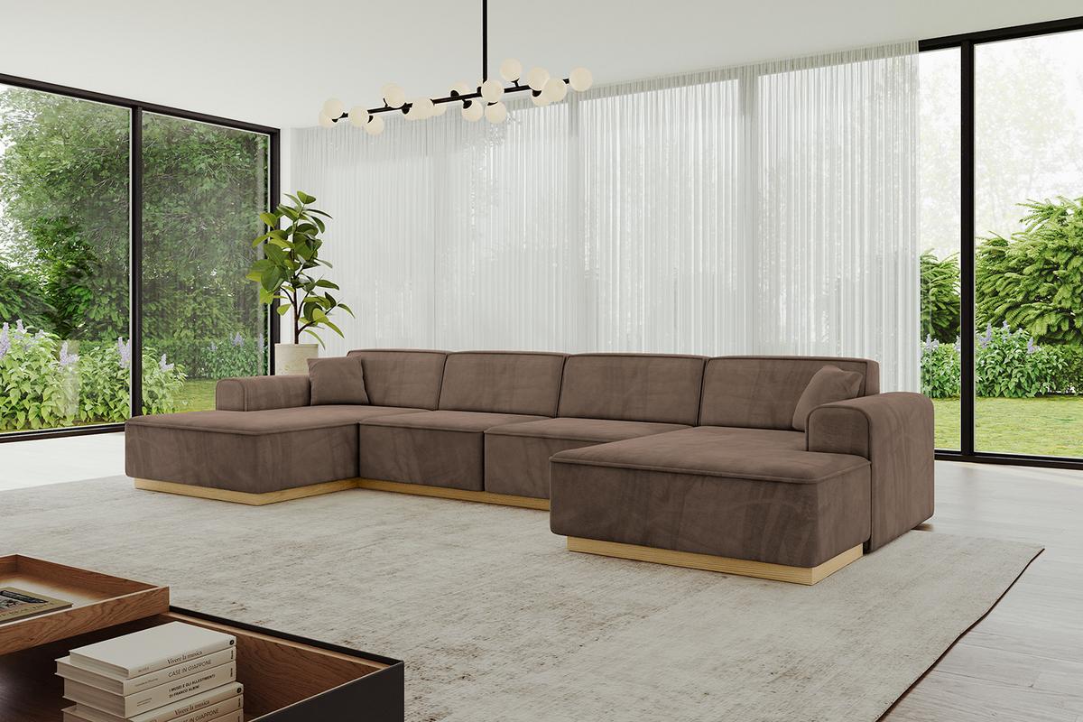 WOHNLANDSCHAFT IREA-U2-v2 - 386x165x80 cm Braun - Braun, Holzwerkstoff/Textil (386/80/165cm) - ALTDECOR