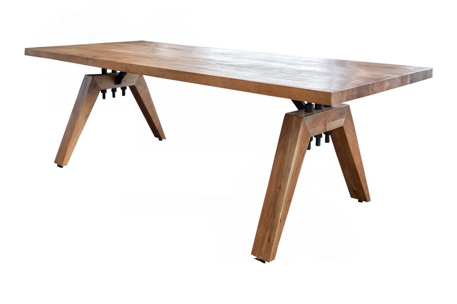 ESSTISCH MIT GERADER KANTE WOODY Braun Akazie - Schwarz/Braun, Akazienholz/Holz (100/260/78cm) - KAWOLA