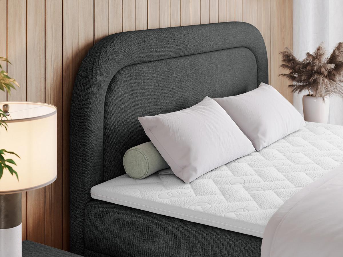 BOXBETT EIRA 180/200 Dunkelgrau Struktur - H4 - Dunkelgrau/Silberfarben, Holz/Textil (180/200cm) - MKS