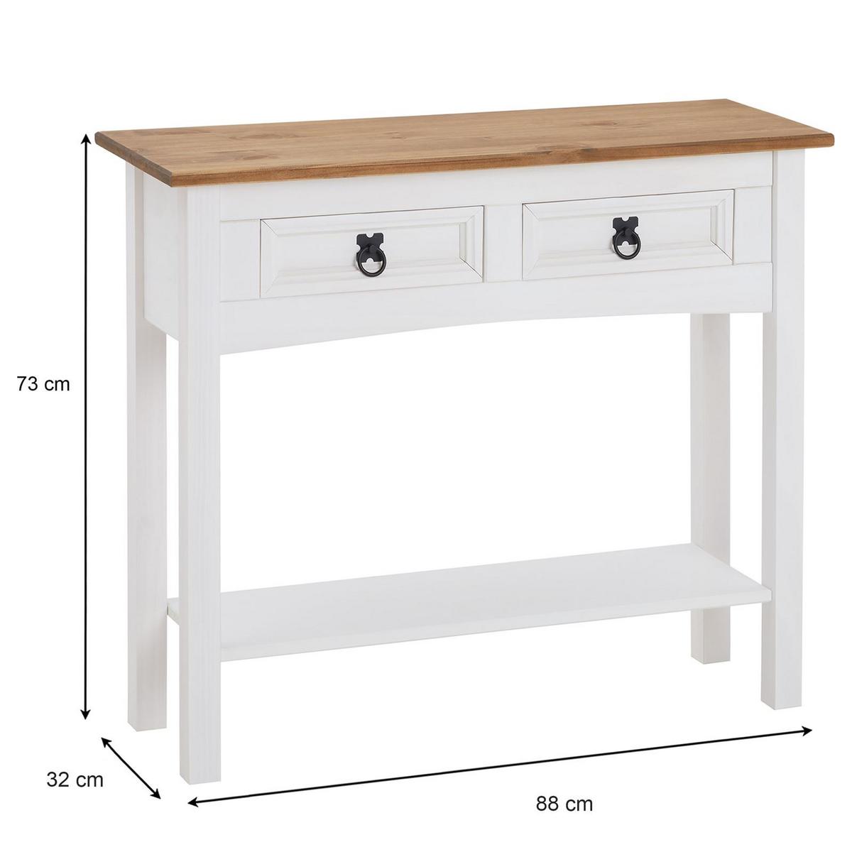 KONSOLENTISCH CAMPO weiß/braun - Weiß/Braun, Holz (32/88/73cm) - CARO-Möbel