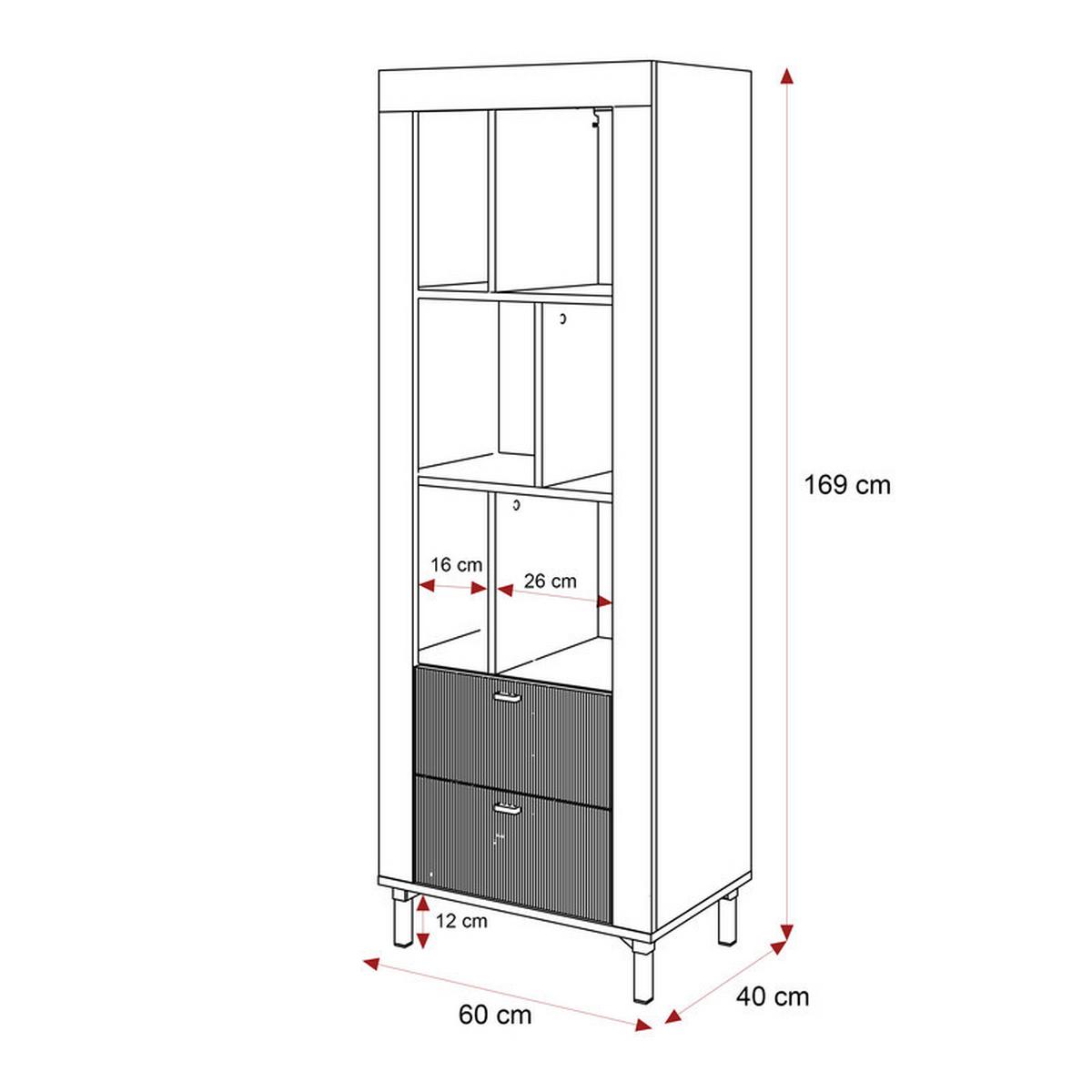 REGAL AVENA, 60/40/169 cm Weiß / Eiche - Weiß, Holzwerkstoff/Kunststoff (60/169/40cm) - Idohome