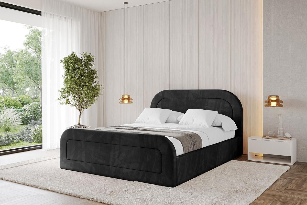 POLSTERBETT mit Bettkasten, Fußteil und Lattenrost, Boxbett ohne Matratze - LERAY-Z 120x200 Schwarz - Schwarz, Holzwerkstoff/Textil (120/200cm) - ALTDECOR