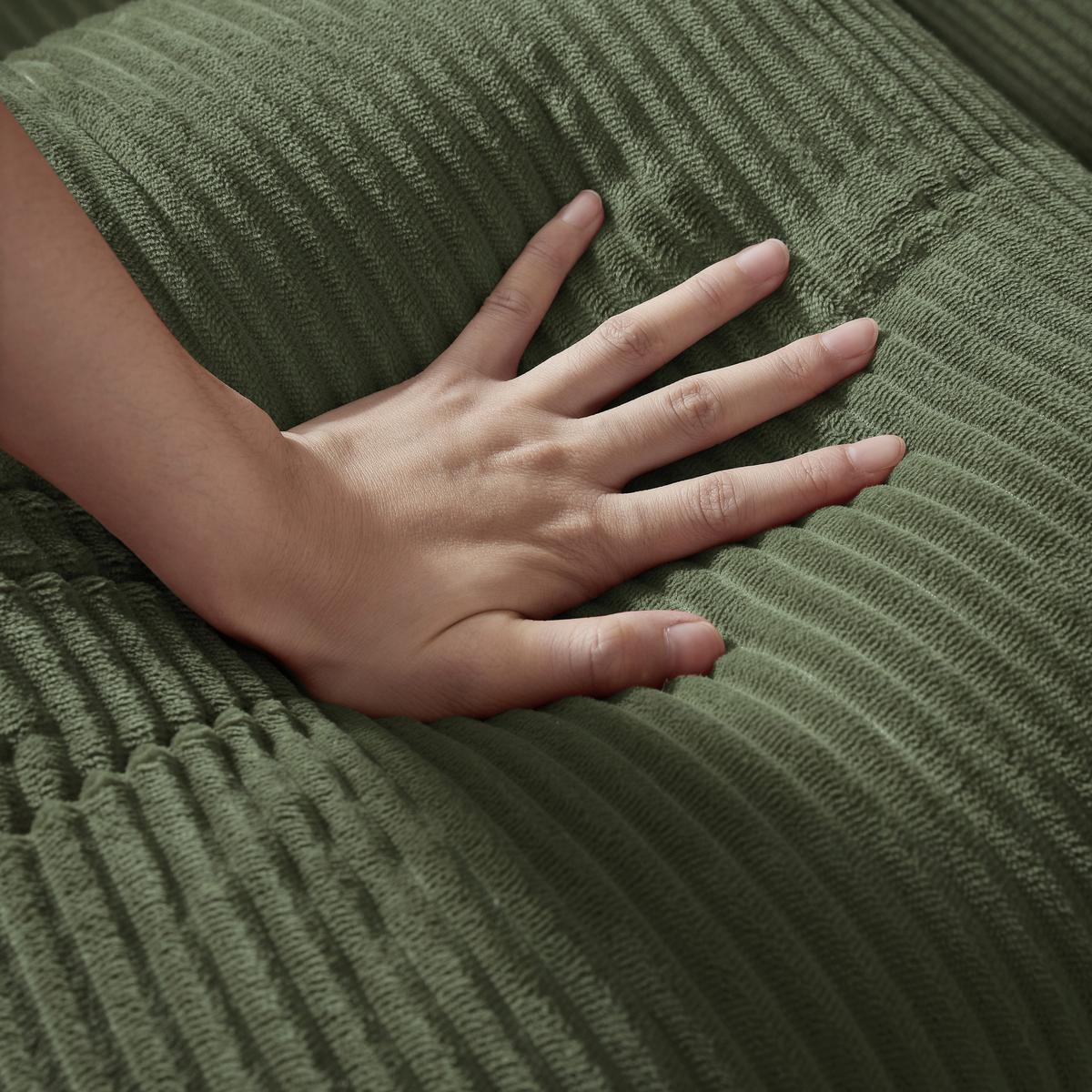 SCHLAFSOFA aus Cord in Grün 2-in-1 Funktion & zum Gästebett klappbar - Grün, Textil (89/59/195cm) - Urban Meuble