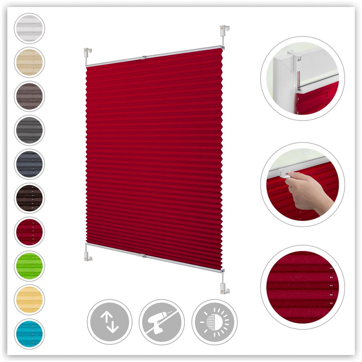 PLISSEE KLEMMFIX, OHNE BOHREN, VERSPANNT - Brombeere, Kunststoff (80/130cm) - Lichtblick Original