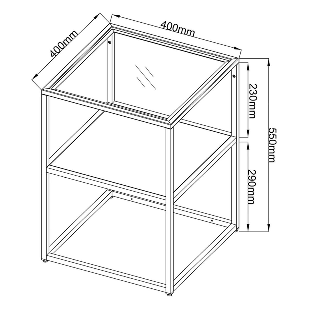 BEISTELLTISCH Solund - Schwarz, Glas/Metall (40/40/55cm) - [en.casa]