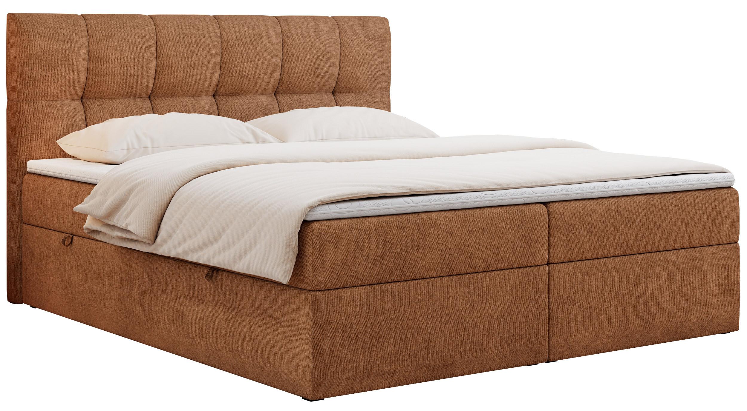 BOXBETT RICO 200/200 Orange Struktur - H3 - Orange, Holz/Textil (200/200cm) - MKS