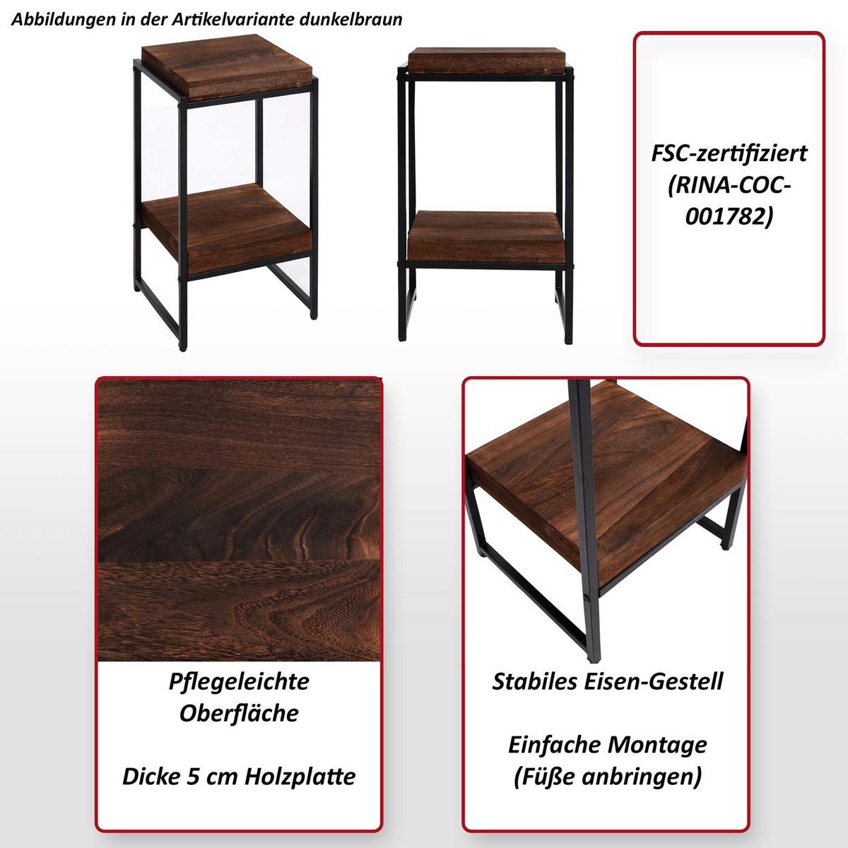 BLUMENTISCH quadratisch Dunkelbraun - Dunkelbraun, Holzwerkstoff (32/30/61cm) - MCW