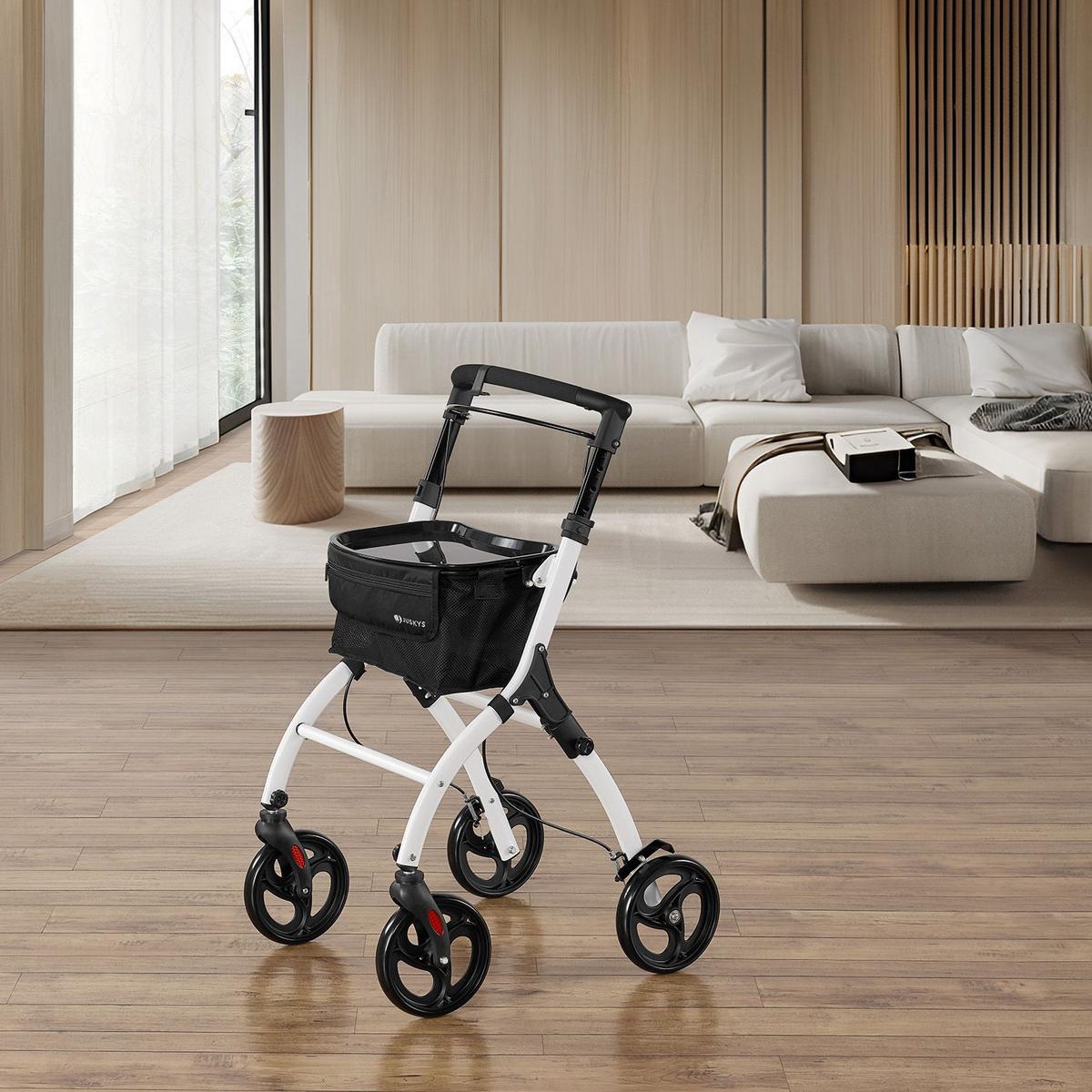 WOHNUNGSROLLATOR Aktiv weiß mit Transporttasche - Weiß, Metall (66/90/56cm) - Juskys