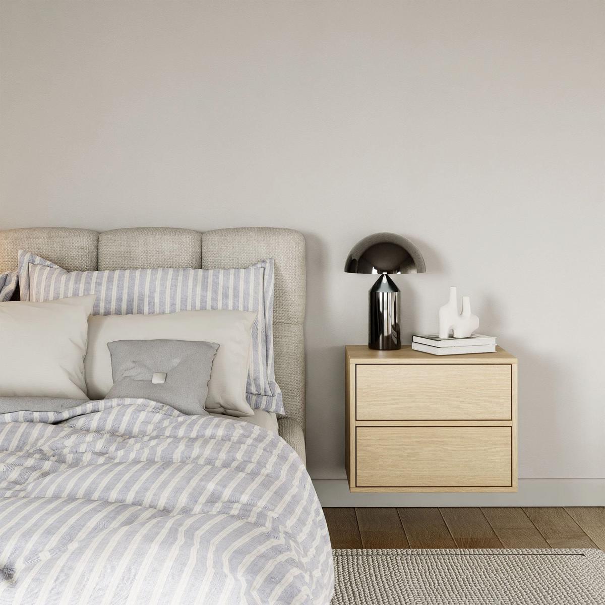 NACHTTISCH hängend Framme Eiche Holzoptik mit 2 Schubladen, 50 cm - Beige, Holzwerkstoff (50/40/36cm) - Selsey