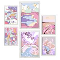 POSTER Set Mit 6 Ungestörte Natur A3 & A4 Weißer Rahmen - Weiß, Papier (29/3cm) - Nacnic