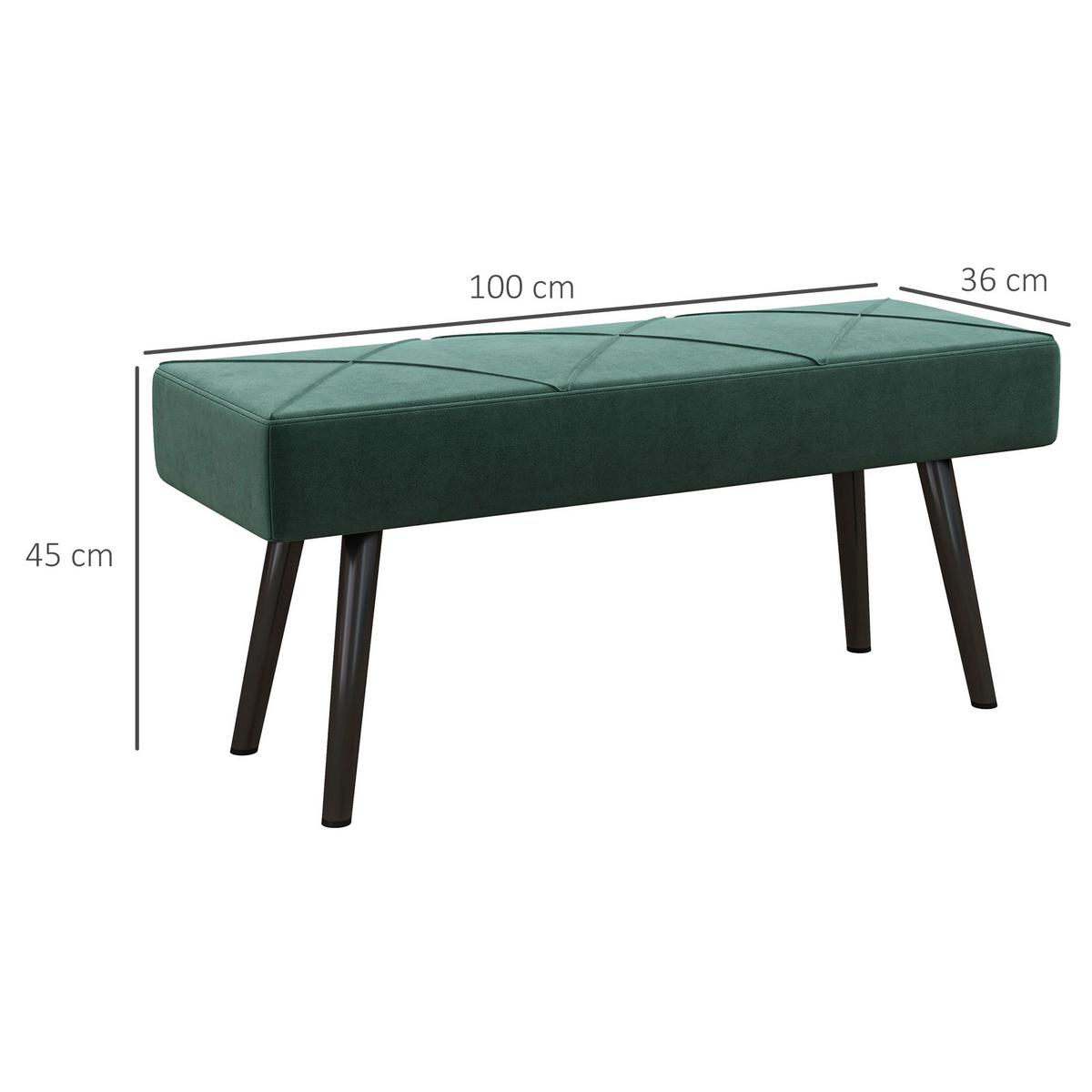 BETTBANK mit X-Muster, bis 120 kg Belastbar, für Schlafzimmer, Grün - Grün, Kunststoff (36/45/100cm) - HOMCOM