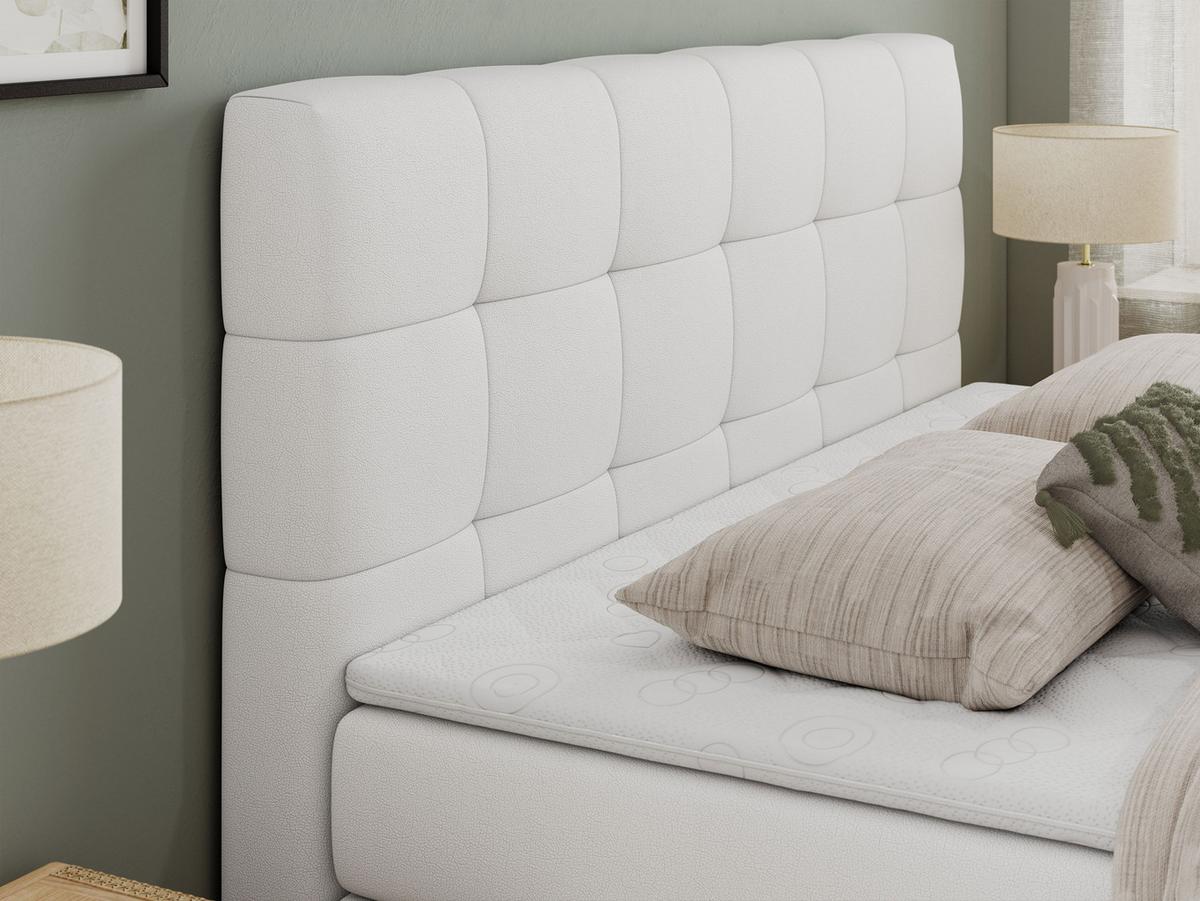BOXSPRINGBETT LUKA KING 200/200 Weiß Kunstleder - H4 - Weiß, Holz/Textil (200/200cm) - MKS