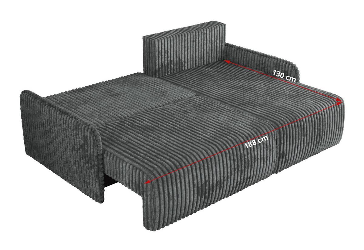 ECKSCHLAFSOFA ARPA L Dunkelgrau Cord - links - Dunkelgrau/Schwarz, Kunststoff/Textil (198/150cm) - MKS