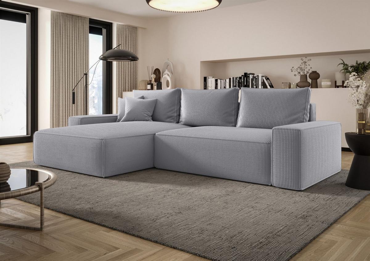 ECKSOFA Walken Mit Schlaffunktion - Hellgrau, Holzwerkstoff/Textil (280/185cm) - Fun Möbel