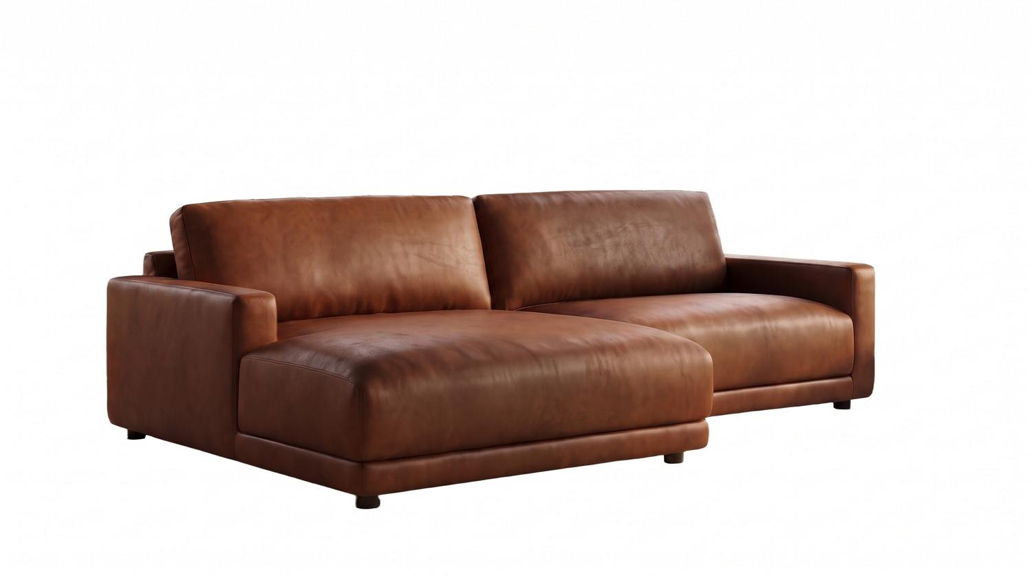 ECKSOFA MARLIN Braun Lederfaserstoff - Schwarz/Braun, Leder/Kunststoff (262/168cm) - KAWOLA